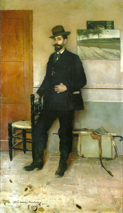 19thcenturyboyfriend: Portrait of Santiago Rusiñol (1889), Ramon Casas i Carbó