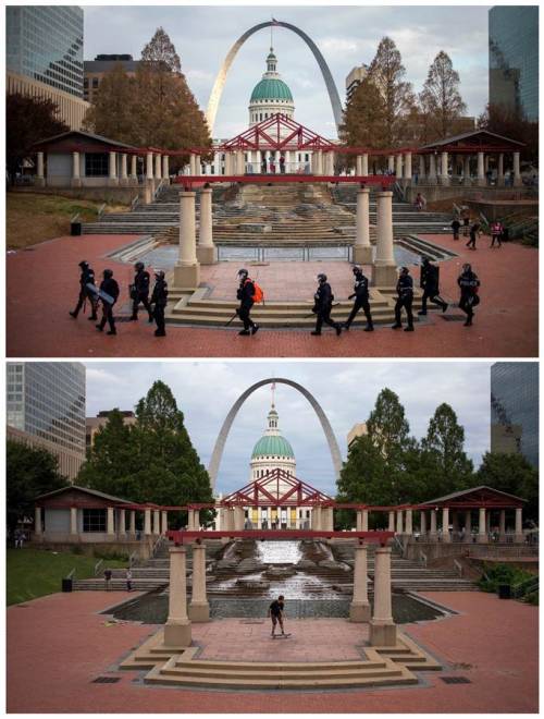 the-gasoline-station:  Ferguson: One Year LaterAdrees Latif revisits the sites where he documented the social unrest in the months following the fatal shooting of Michael Brown one year ago.Pictures: Adrees Latif / ReutersSource: NBC News