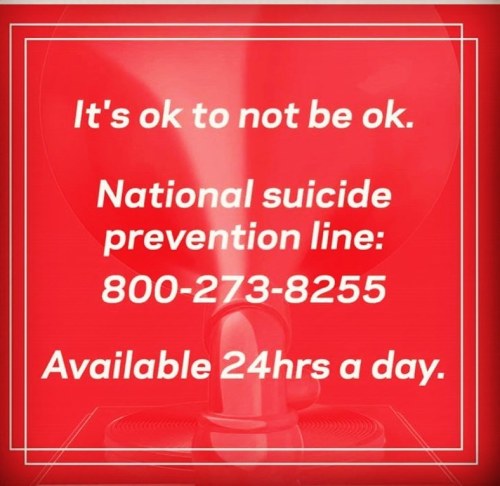 Suicide awareness.  https://www.instagram.com/p/CE-6pHPD6J-/?igshid=1i2qe17wmwsaw
