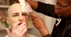 cinema-phantom:  Getting into make-up as The Phantom 