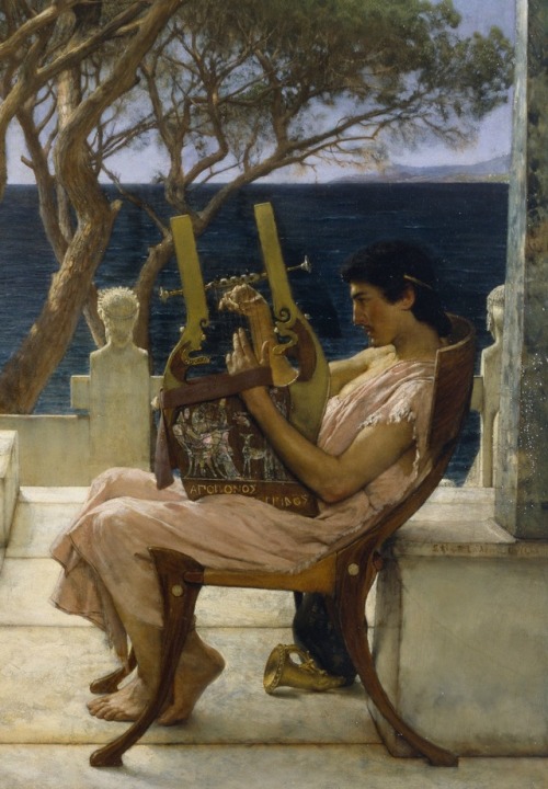 didoofcarthage:  Details from Sappho and Alcaeus by Sir Lawrence Alma-Tadema  1881 oil on panel Walters Art Museum 