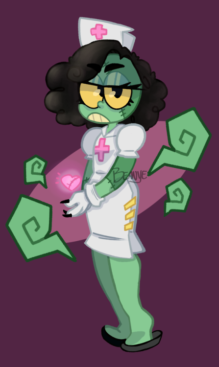 marreeps-art:  beanyebuggye: Drew a spooky zombie nurse for @marreeps-art  ! Im gay for her btw its not a phase  OOOOOHHHH!!! OOOHHHFHFGDHG!!! THIS IS SO ADORABLE DUDE!!