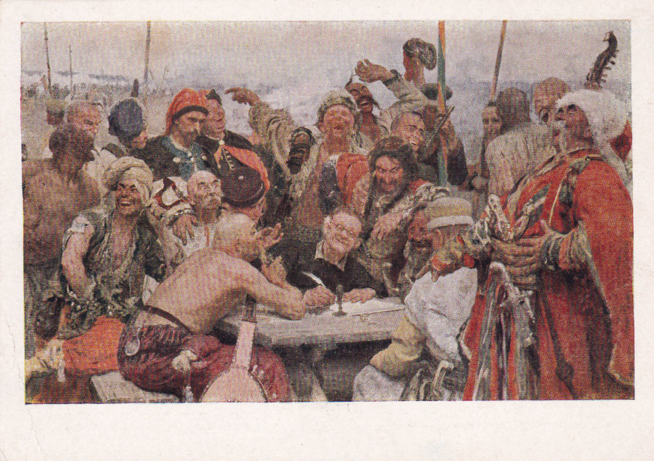 Vintage Art Print, Russian Vintage Art Postcard (1959) / Ilya Repin “Zaporozhye Cossacks” Izogiz by SovietPostcards (3.00 USD) http://ift.tt/1MNt9YD