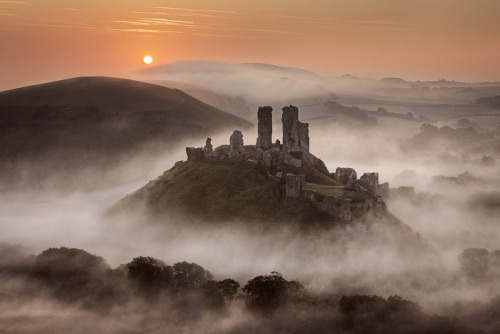 archaicwonder:Ghosts of Corfe Castle, DorsetCorfe Castle, built by William the Conqueror in the 11th