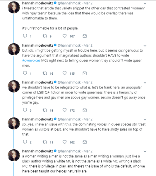 Bisexual author Hannah Moskowitz on m/m, queer women, and dominant cis white gay narratives [+ Bonus