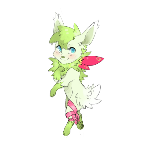 floofangel: Another pokemon design commission, this time of a Shaymin/Jolteon for @straviios ~~~Int