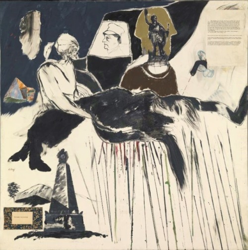 alaspoorwallace:R. B. Kitaj (American, 1932-2007), The Murder of Rosa Luxemburg, 1960. Oil paint, ink, graphite and paper on canvas, 153 x 152.4 cm. Tate Modern, London    © The estate of R. B. Kitaj  