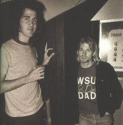 roselynlovecobain:  Krist &amp; Kurt. the “Nevermind” release party at the Re-Bar 