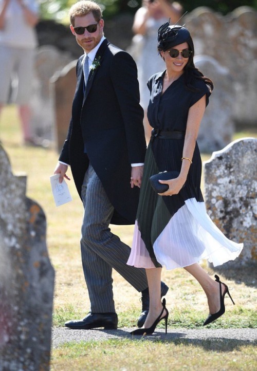 Aug 04: The Duke and Duchess of Sussex attend the Wedding of Charlie van Straubenzee and Daisy Jenks