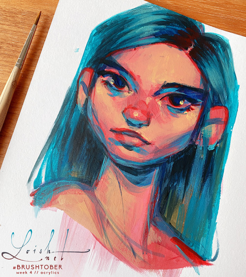Allright, it’s week 4 of #brushtober and that means it’s time to try out acrylics. I was already dre