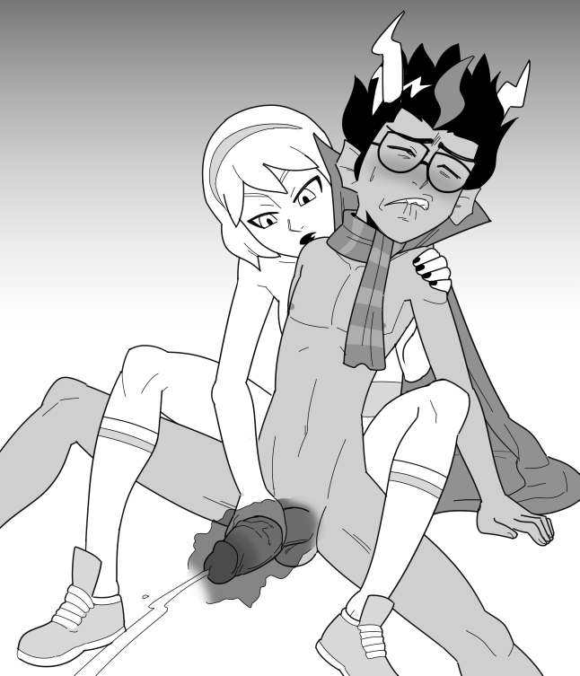 shameful-display:  A commission of Rose giving Eridan a magic reacharound. My long