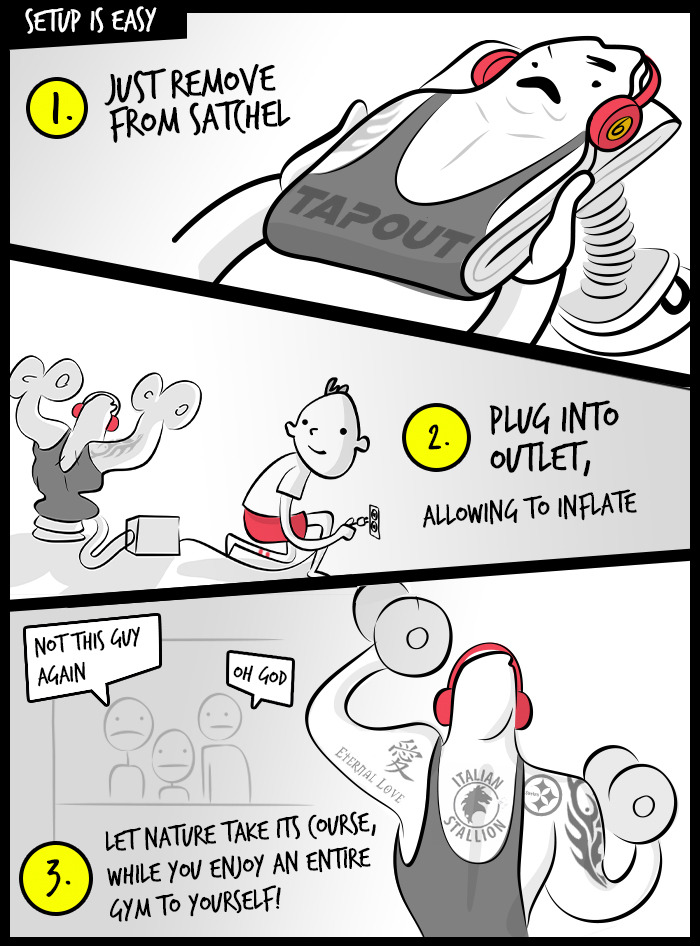 dustinteractive:  The Inflatable Douchey Gym Guy™  