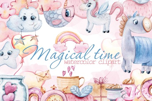 Watercolor unicorn valentine clipart by Tian Geo Art34 watercolor unicorn valentine clipart collecti