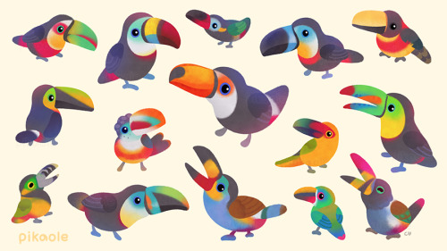 thehotgirlproject:pikaole:Lovebird, Toucan, Tit, Duck and Chicken[ Patreon / twitter / insta / shop 