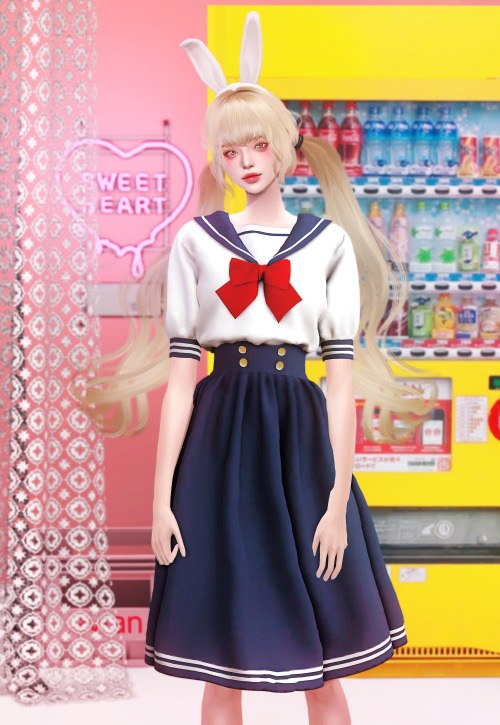 [tabae] Sailor dress F· 7  Swatches· NEW MESH ·  All LOD·  Do not re-upload·  Do not re-edit /  reco