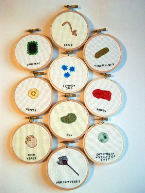 artandsciencejournal: Cross-Stitching Science! Alicia Watkins of Watty’s Wall Stuff makes these awe