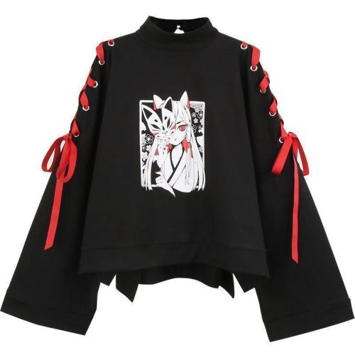 Cartoon Fox Print Lacing Short Sweatshirt starts at $38.90 ✨✨ Tag a friend who would love this. ❤️