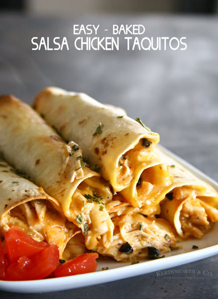 guardians-of-the-food:Baked Salsa Chicken Taquitos, quick and easy to throw together &amp; a per