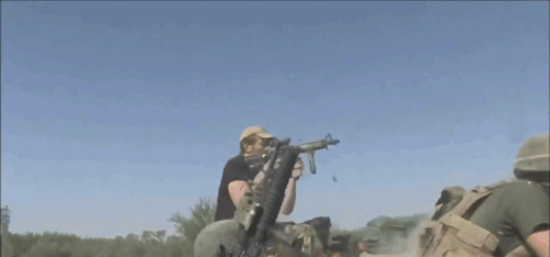 mintsmintsmints:  British SAS firing his Mk18 (or C8CQB?  Not totally sure). Working