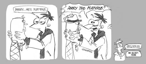 2007-08-17:making some AU with friends.In this AU…Phineas is evil scientist, and he wants to conquer