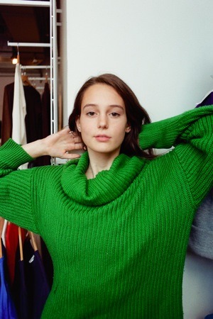 americanapparel:  Lea wearing the Unisex Oversized Fisherman Turtleneck Sweater. 