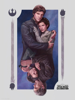 gffa:  Kayla Woodside, “I Know”  | Star Wars Celebration: Chicago Art    “I love that Star Wars is a generation-spanning story. My concept was to do a painting that embraced time and change in two of my favorite characters.” (via starwars.com)