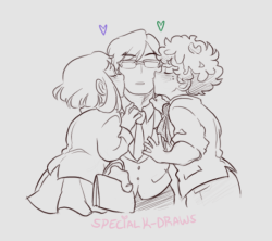 specialk-draws: “P-public displays of affection are strictly prohibited in a school environment! You both know this is highly inappropriate behavior of–” A bunch of people have asked me if I have an OT3, and the answer is ‘yes, all of them’.
