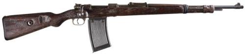 WWII vintage Sauer 147/1939 Kar98K bolt action rifle with 25 round trench magazine. Captured from Vi