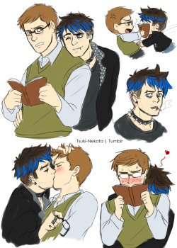 tsuki-nekota:   Nerd!Dean & Punk!Cas