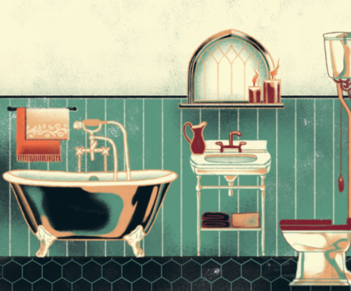 The bathroom!  And also the first one I’ve ever drawn, I...
