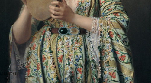 whirlingatoms:Pierre Désiré Guillemet, Portrait of a Lady of the Court Playing the Tambourine(detail