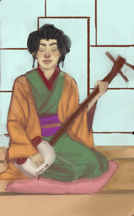 english project paintings of Komako from Snow Country