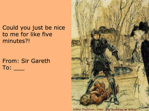 fuckyeaharthuriana:forthegothicheroine:Knights of the Round Table valentines.These are beautiful!