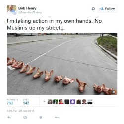 majorabbey:  brydeswhale:  amuzed1:  dookiediamonds:  prettyboyshyflizzy:  white people are something else   This is a fucking hate crime.  This is fucking disgusting.  Why would anyone do that? Muslims can’t eat pork, it’s not like they’re forbidden