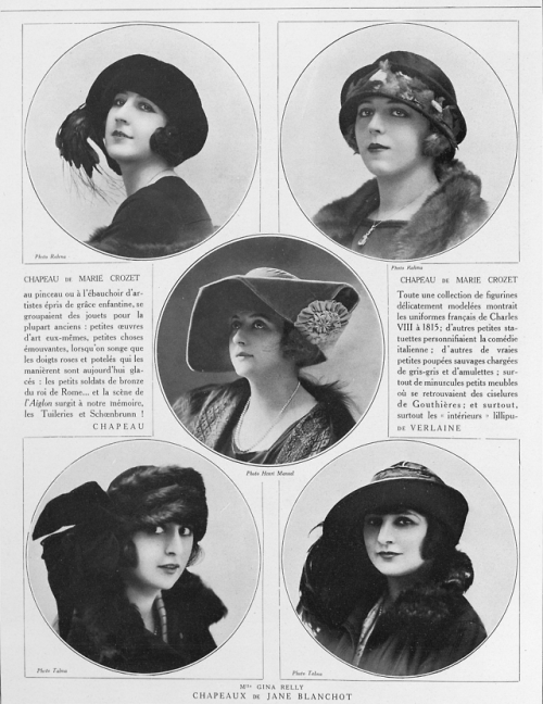 Hats by Marie Crozet and Jane Blanchot, Les Modes January 1923.