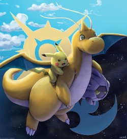 butt-berry:  Happy birthday @shelgon! You said you wanted something Sun&amp;Moon related, so Dragonite is back from last year to bring them to you. 