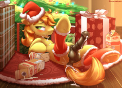 braeburned:  Contribution #1 to the Hooves and Holly holiday art pack from a view months back! Loved how this one turned out~ (x/x/x)  Mmmmnph o////o Dat Braeburn &lt;///&lt;