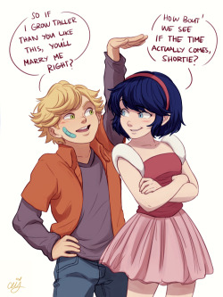 ceejles:  An AU where Adrien was shorter than his best friend, Marinette, in grade school ‘ v  ‘ 