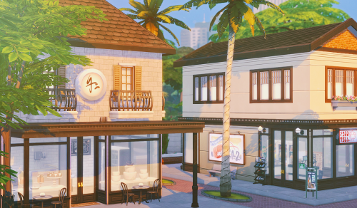 Magnolia Promenade: a flower shop, a clothing store, a furniture store, a bakery and a grocery store