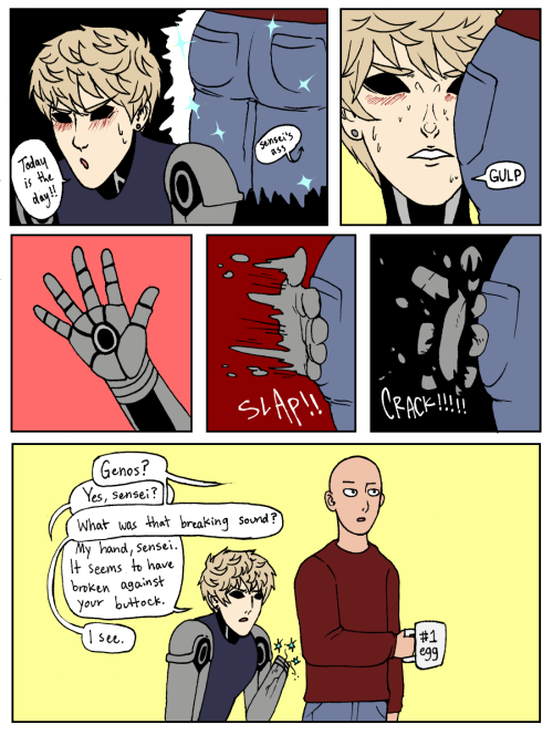 therandomninjakitty: Dr. Kuseno: So what exactly happened to your hand? Genos: It was sensei’s