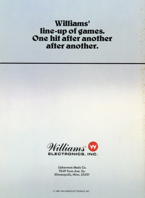 flyerfever:  Williams Electronics Video Games Catalog (1980-1983)