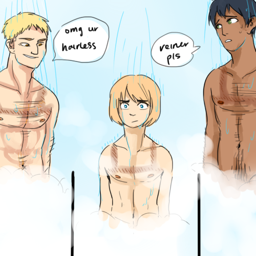 haru-wants-the-w:  askshiganshinatrio:  there is no privacy in the showers (we do