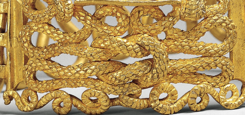 ancientpeoples:   Gold Bracelet with Deities Representing Fertility and Good Fortune Romano-Egyptian, 1st century B.C.–A.D. 1st century  Powerful talismans of fertility and good destiny are woven into this  rich golden composition. The bodies of two