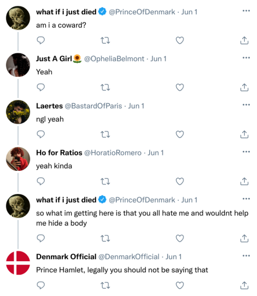 What If Hamlet Characters Had Twitter And Also There Wasnt Any Tragedy Part 7: The Intern