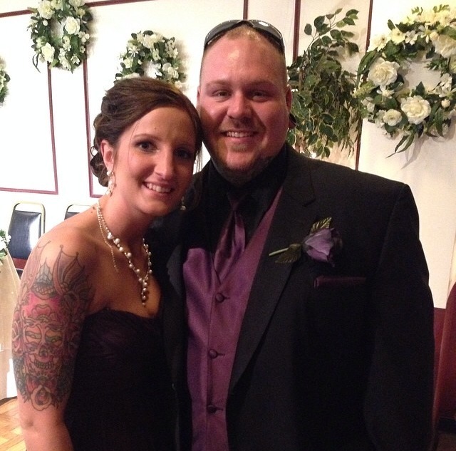 Me and my beautiful wife at my buddy matt &amp; cass wedding