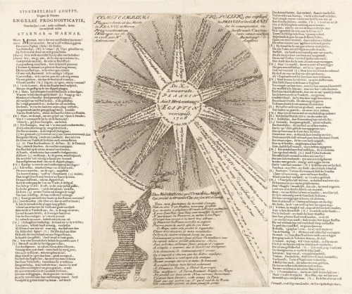 myimaginarybrooklyn:mythologyofblue:Carel Allard, Emblematic comet drawn on the English predictions 