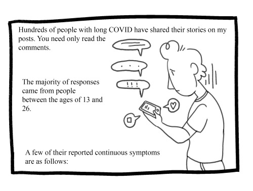 vitariesocks:vitariesocks:  More about long COVID by a young person with long COVID. Inspired by the stories of hundreds of COVID long-haulers. A sequel to this comic on my long COVID symptoms. Ko-Fi (ID under the cut) Keep reading   Reblogging this comic