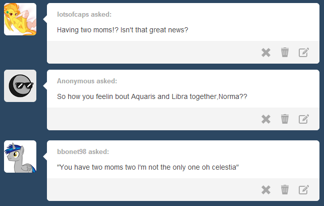 asklibrapony:  Aquarius is great and I’m happy that Mom’s happy, but, like, why