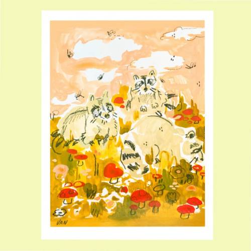 Trash Boys in the Flower Field Gouache Illustration art print // Vannaillustrates