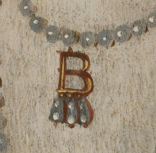 tiny-librarian:Detail of Anne Boleyn’s famous “B” necklace from four different portraits.